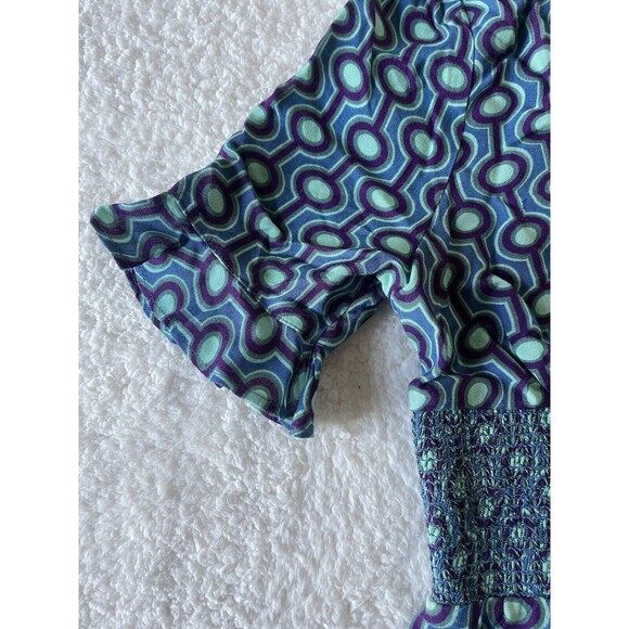 Urban Outfitters Blue Teal Retro Style Mini Dress Short Sleeve Size Small NWOT - Picture 4 of 10